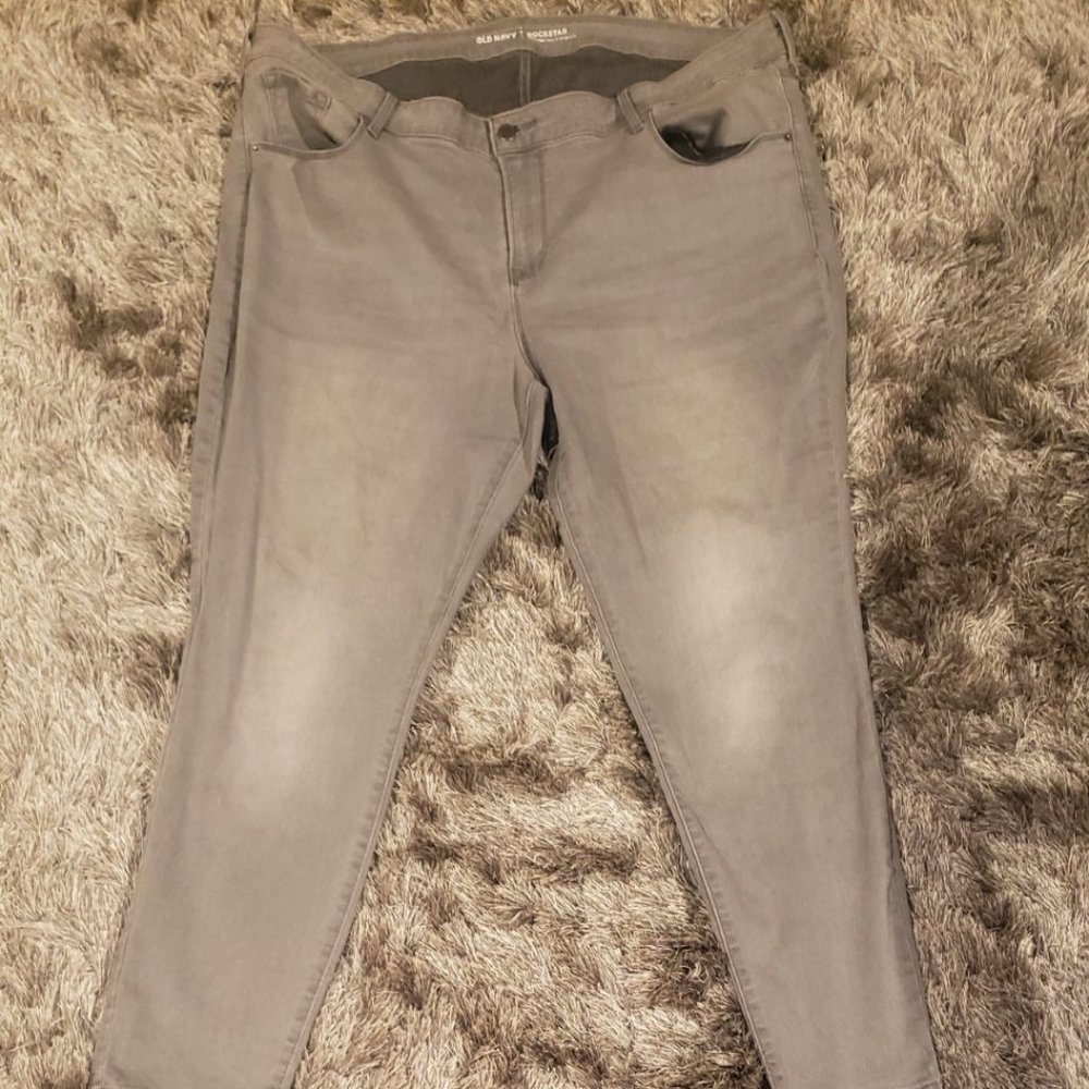 Old Navy Gray Rockstar Mid Rise Skinny Jeans